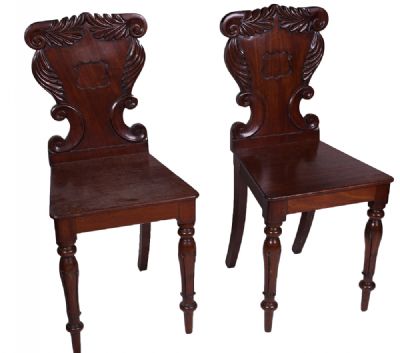 Early Victorian Mahogany Hall Chairs at Dolan's Art Auction House