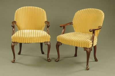 Pair 19th Century Mahogany Armchairs at Dolan's Art Auction House