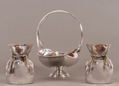 Silver Plated Bud Vases & Bon Bon Dish at Dolan's Art Auction House
