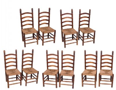 10 Woven Rope Seat Dining Chairs at Dolan's Art Auction House