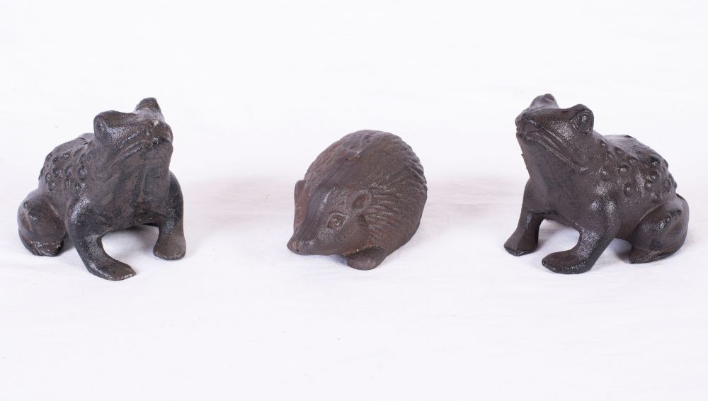 Cast Iron Frogs & Hedgehog at Dolan's Art Auction House