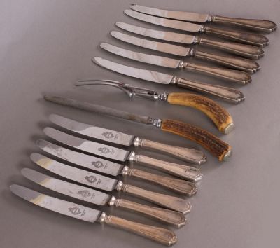 Carving Fork & Steel and Dinner Knives at Dolan's Art Auction House