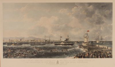 THE DEPARTURE OF THE QUEEN & THE ROYAL SQUADRON FROM KINGSTOWN, AUGUST 1849 by Matthew Kendrick RHA at Dolan's Art Auction House