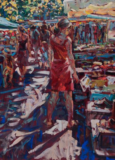 TEMPORARY DISTRACTION, THE FRIDAY MARKET by Arthur K Maderson  at Dolan's Art Auction House