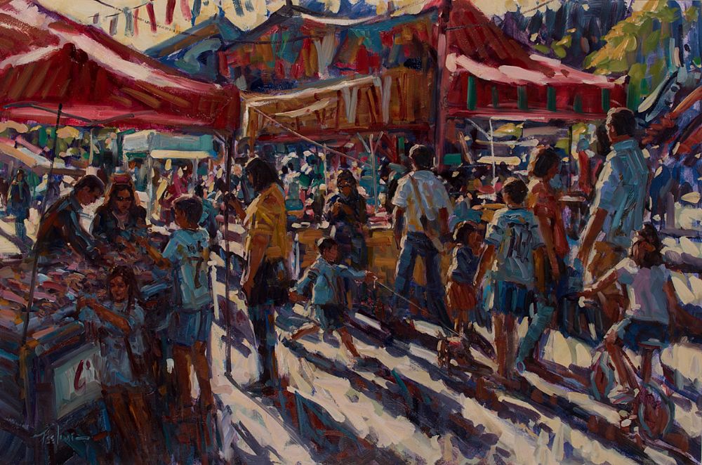 Lot 51 - HOT SUMMER'S DAY AT THE MARKET by Norman Teeling, b.1944