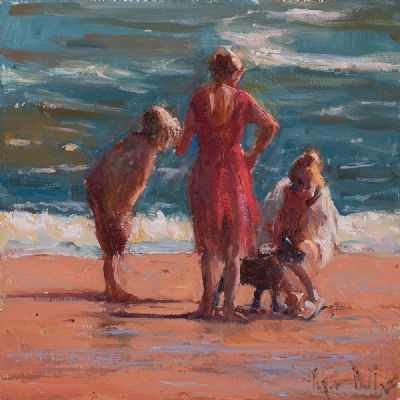 FAMILY FUN ON THE BEACH by Roger Dellar ROI at Dolan's Art Auction House