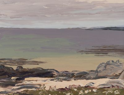 GREEN SEA ON A GREY DAY, CORAL STRAND, MANIN BAY by Rosemary Carr ROI at Dolan's Art Auction House
