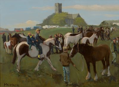 BALLINASLOE HORSE FAIR by Cecil Maguire RUA at Dolan's Art Auction House