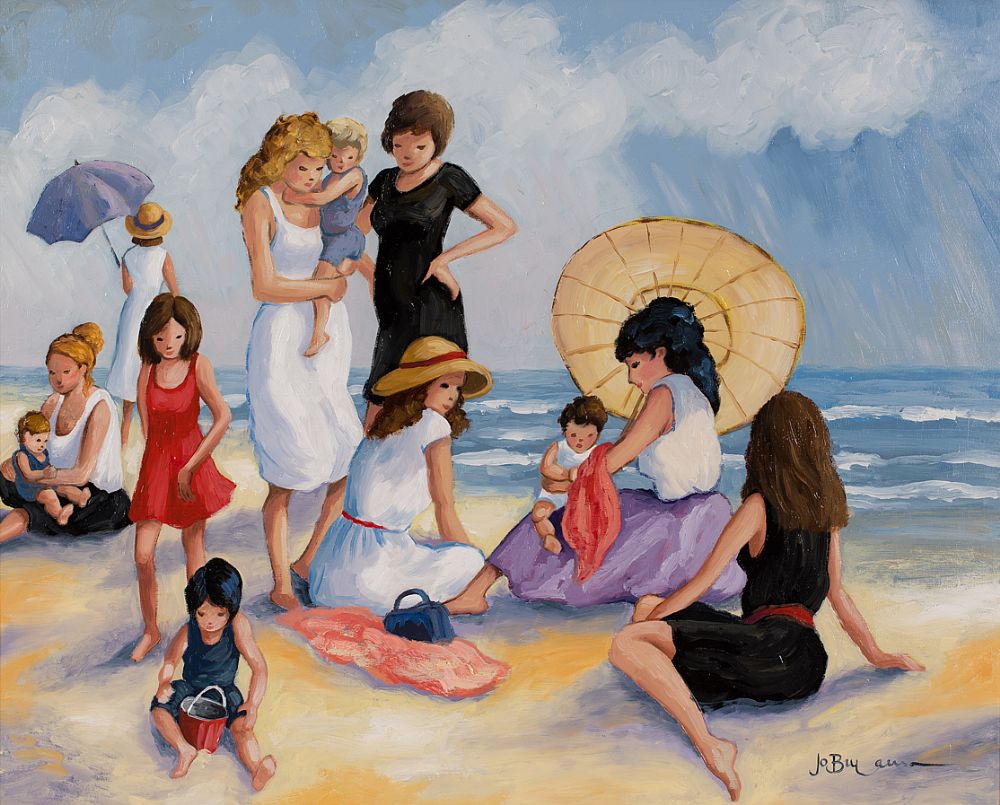 Lot 8 - LADIES ON THE BEACH by Joanna Bryan, b.1956