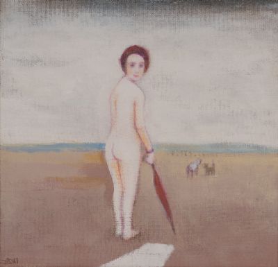 UMBRELLA STAND (NUDE WITH DOGS & BROLLY) by Jack Donovan  at Dolan's Art Auction House
