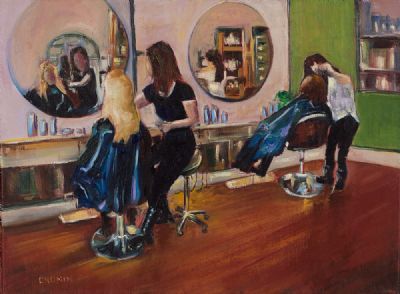 A DAY AT THE SALON by Susan Cronin  at Dolan's Art Auction House