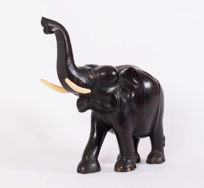 Antique Ebony Elephant at Dolan's Art Auction House