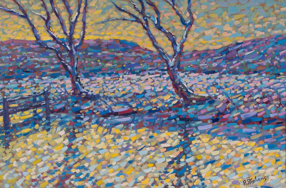 Lot 11 - SOFT WINTER LIGHT ON FIRST SNOW by Paul Stephens, b.1957