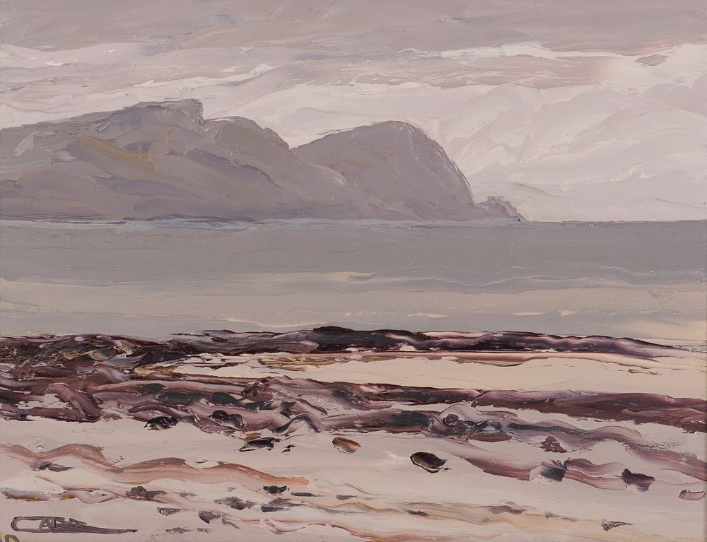 Lot 12 - CATHEDRAL ROCKS IN THE RAIN, ACHILL by Rosemary Carr ROI