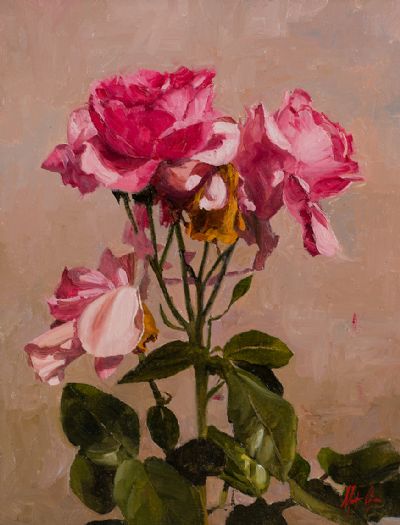 PINK ROSES by Mat Grogan  at Dolan's Art Auction House