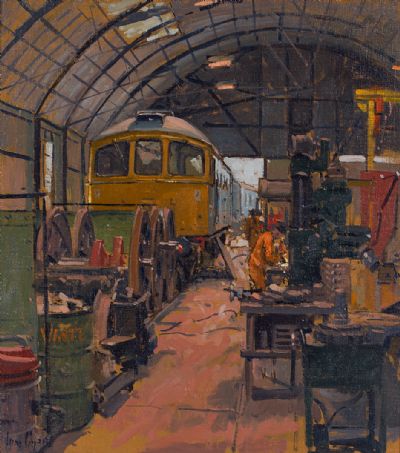 THE ENGINE WORKSHOP by Ian Cryer ROI at Dolan's Art Auction House