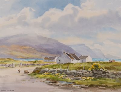 COTTAGES AT KEEL, ACHILL by Robert Egginton  at Dolan's Art Auction House