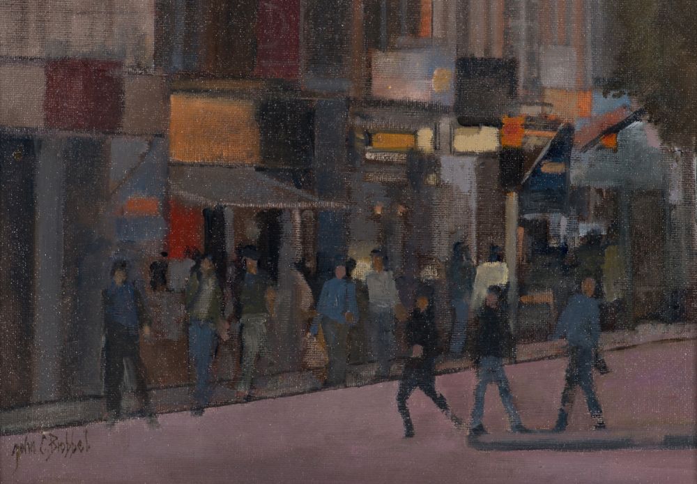 LUNCHTIME ON SUSSEX STREET by John C Brobbel RBA at Dolan's Art Auction House