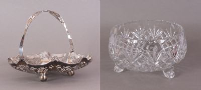 Silver Plated Fruit Basket & a Glass Fruit Bowl at Dolan's Art Auction House