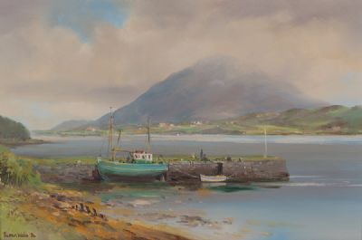 THE OLD PIER, DOONEEN HAVEN, CONNEMARA by Susan Mary Webb  at Dolan's Art Auction House
