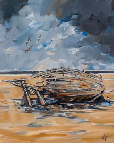 SEA WRECK AT GWEEDORE by Douglas Hutton  at Dolan's Art Auction House