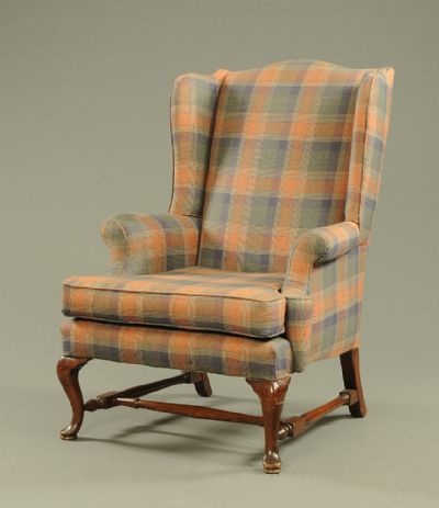 Queen Anne Style Wing Back Chair at Dolan's Art Auction House