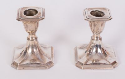 Silver Chamber Candlesticks, 1913 at Dolan's Art Auction House