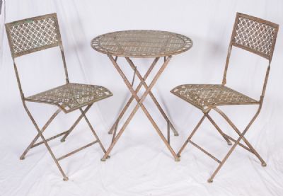 Folding Metal Chairs & Table at Dolan's Art Auction House
