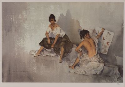 GIRLS IN AN INTERIOR by Sir William Russell Flint RA at Dolan's Art Auction House