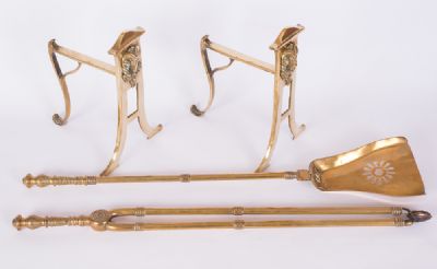 Brass Fire Irons & Fire Dogs at Dolan's Art Auction House
