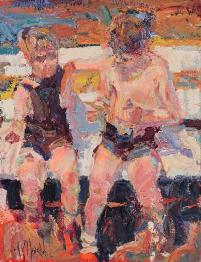 ICE CREAM DAY AT THE SEASIDE by Arthur K Maderson  at Dolan's Art Auction House