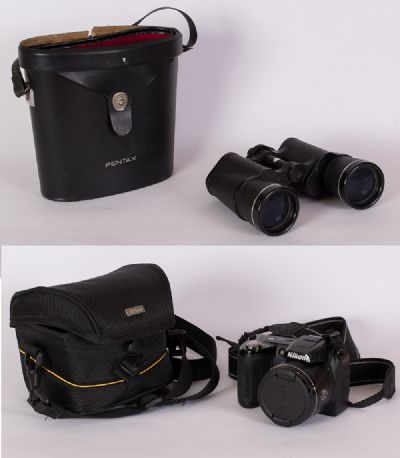 Nikon Digital Camera & Pentax Binoculars at Dolan's Art Auction House