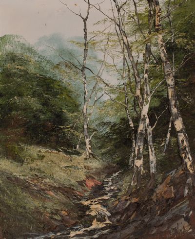 A WOODLAND STREAM by Terrence Evans  at Dolan's Art Auction House