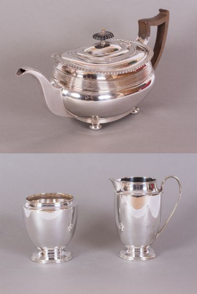 Silver Plated Tea Pot, Milk Jug & Sugar at Dolan's Art Auction House