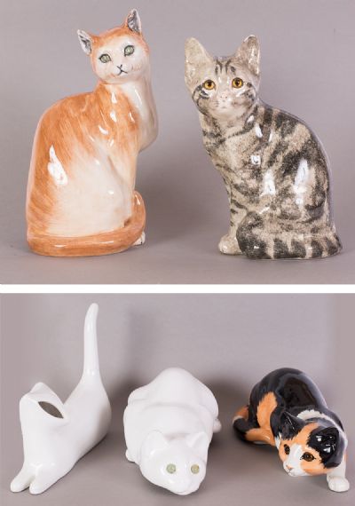 5 Porcelain Cats at Dolan's Art Auction House