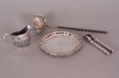 Embossed Toddy Ladle, Plated Jug,  Salver & Nut Cracker at Dolan's Art Auction House