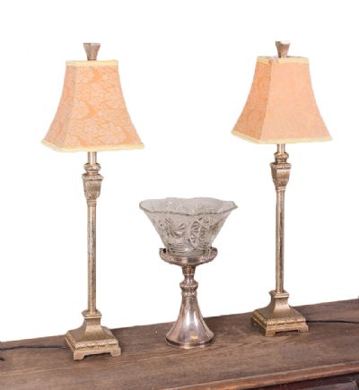 Pair of Table Lamps & Table Centerpiece at Dolan's Art Auction House
