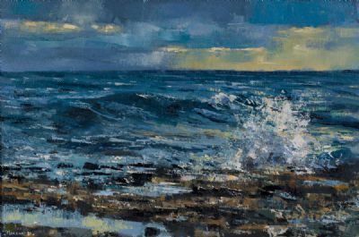 SOFT EVENING LIGHT ON THE WAVES by Henry Morgan  at Dolan's Art Auction House