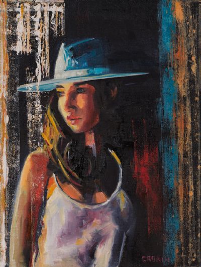 GIRL IN THE COWBOY HAT by Susan Cronin  at Dolan's Art Auction House