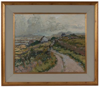 LOOKING DOWN TOWARDS ROUNDSTONE by Desmond Hickey  at Dolan's Art Auction House
