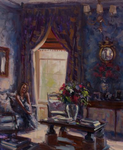 MORNING LIGHT IN THE DRAWING ROOM by Norman Teeling  at Dolan's Art Auction House