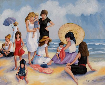 LADIES ON THE BEACH by Joanna Bryan  at Dolan's Art Auction House