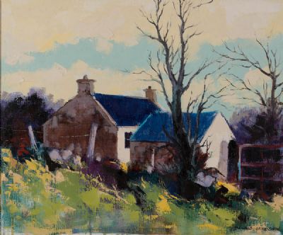 FARM COTTAGE IN SPRINGTIME by Dennis Orme Shaw  at Dolan's Art Auction House