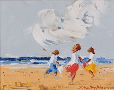 GIRLS ON THE BEACH by Thelma Mansfield  at Dolan's Art Auction House
