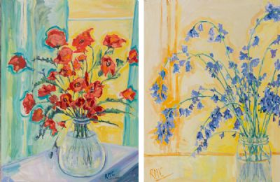 POPPIES & BLUEBELLS by Rachel McCormick  at Dolan's Art Auction House