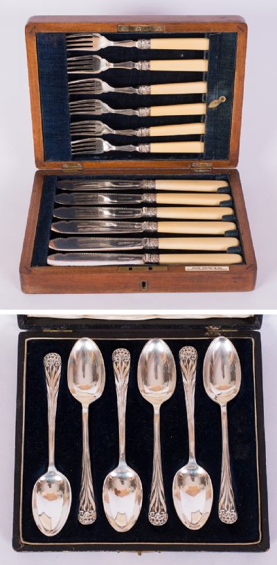 Canteen of Fish Knives & Forks and a Cased Set of Tea Spoons at Dolan's Art Auction House