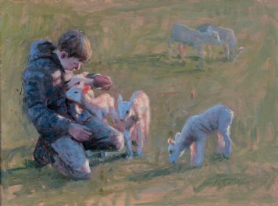 PET LAMBS by Henry McGrane  at Dolan's Art Auction House
