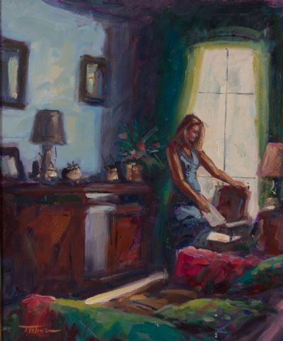 MORNING LIGHT IN THE DRAWING ROOM by Norman Teeling  at Dolan's Art Auction House