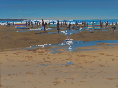 FUN ON THE BEACH by John Morris  at Dolan's Art Auction House