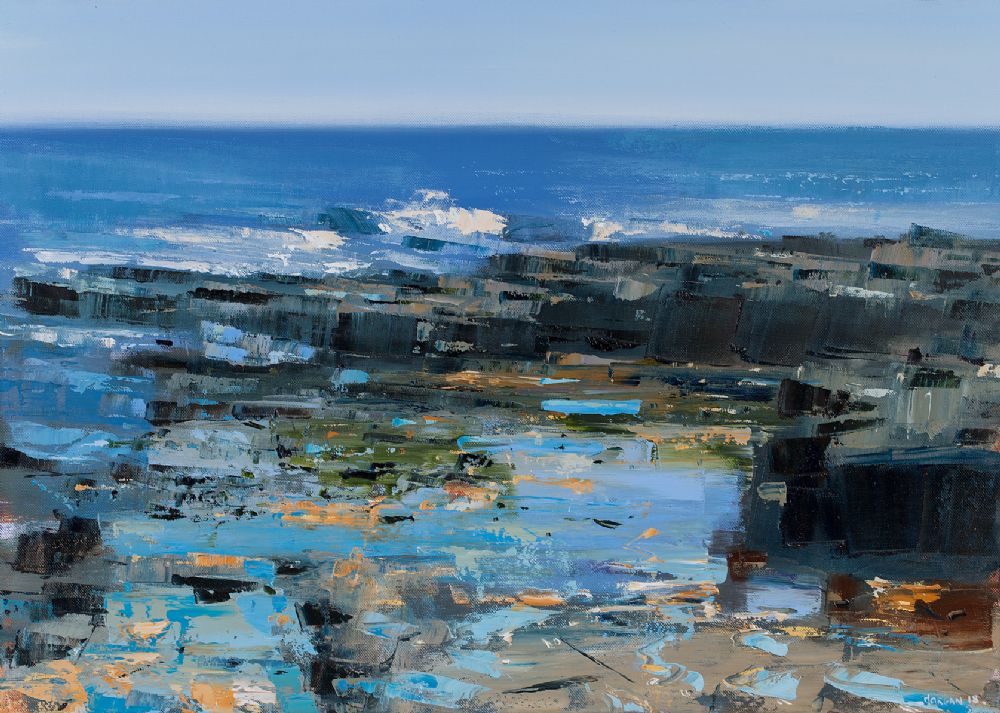 Lot 74 - ROCKPOOLS ON THE FLAGGY SHORE by Henry Morgan, b.1952